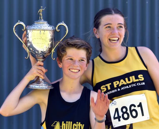 First Otago athlete home, William Bolter, and first runner across the line, Jorgia Tucker, with...