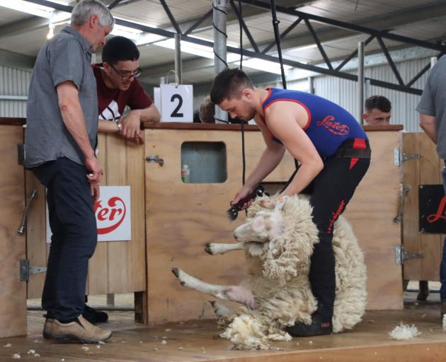 Jet Schimanski, of Gore, competes in the junior heats of the Northern Southland Community Shears...