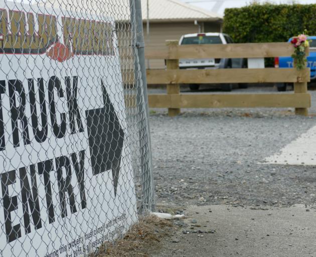 A bouquet of flowers adorns the truck entrance to McLellan Freight in James St, Balclutha,...