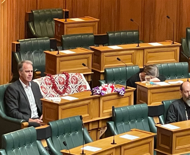 The empty seat of Green Party MP Efeso Collins in the debating chamber at Parliament. MP Celia...