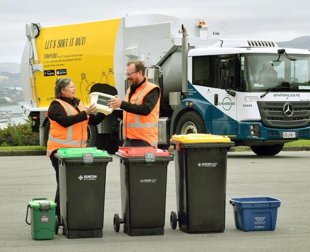 Dunedin City Council waste management supervisor Catherine Gledhill and EnviroNZ Dunedin branch...