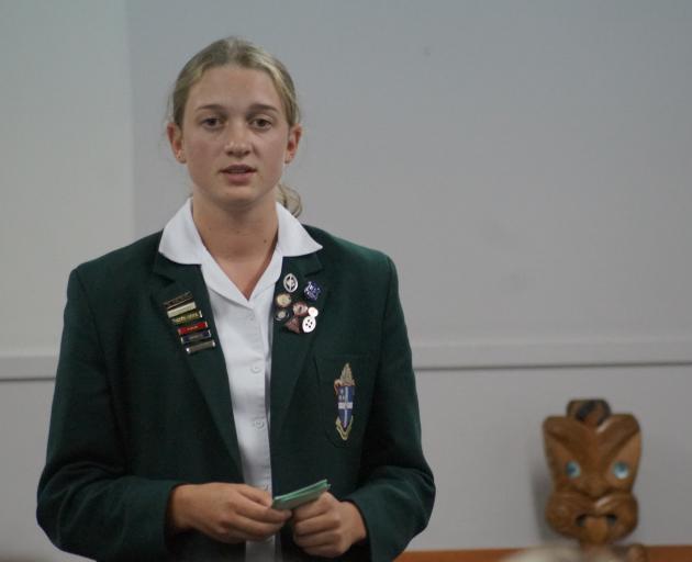 Craighead Diocesan’s Olivia Jackson, 17, speaks at a previous Race Unity Speech Awards. PHOTO:...