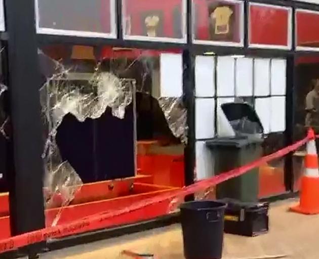 A broken window at Southland Girls’ High School earlier this week. PHOTO: SUPPLIED