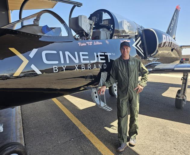 Brad Hurndell, of Immortal Camera Systems, and the jet used to film the blockbuster movie Top Gun...