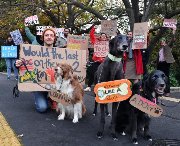 Striking Dunedin doctors earlier this month. PHOTO: STEPHEN JAQUIERY