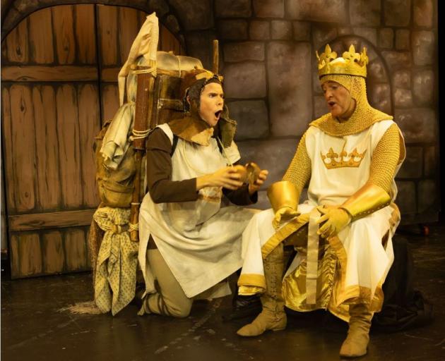 On a quest for the holy grail... Caleb Dawson-Swale (Patsy, left) and Justin Abbiss (King Arthur)