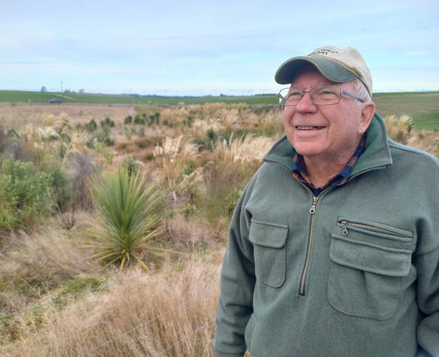 Waimate farmer Martyn Jensen inspects a planting to improve water quality on his family’s...