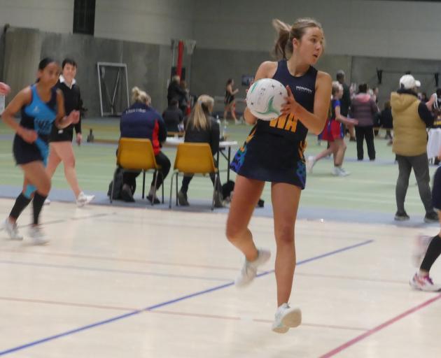 Maruawai College senior A wing attack Georgia Grumball, 16, looks for passing options. PHOTO:...