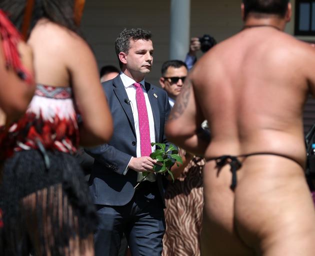 Act New Zealand leader David Seymour accepts a wero or challenge at Waitangi earlier this year....