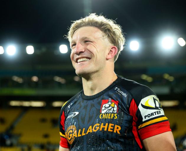 Damian McKenzie celebrates the Chiefs win against the Hurricanes. PHOTO: GETTY IMAGES