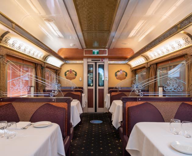 The dining car on The Ghan.