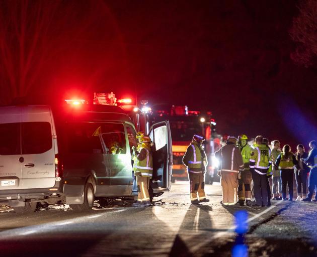 Emergency services and police attend a fatal crash in Malaghans Rd, near Arrowtown, on Thursday...