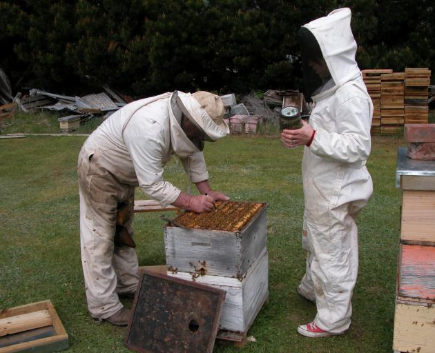 Brian Marsh checks on the hives in 2007. SOUTHERN RURAL LIFE FILES