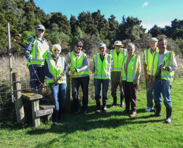 Members of the South Canterbury Forest & Bird at one of their regular working days in Conway’s...