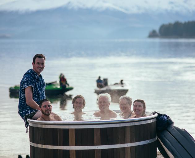 Midwinter skiers and dippers (from left) Wilfred Spearing, Luke Faid, Angus McGill, Eddie...