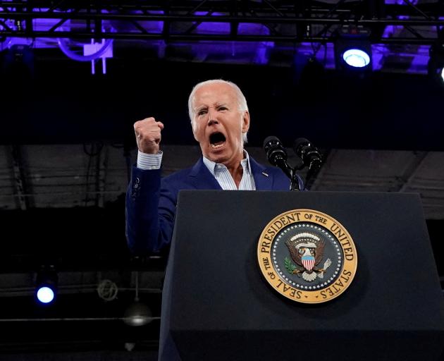 A more energised Joe Biden during a campaign rally in Raleigh, North Carolina, at the weekend....