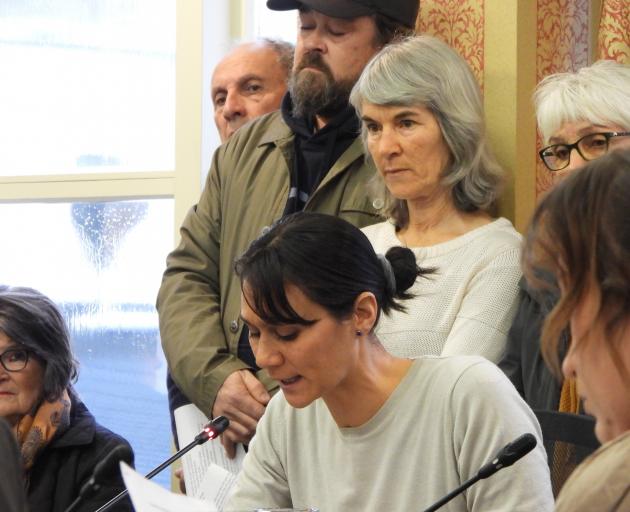 Carissa Samuelu makes an impassioned plea against fluoridation on Tuesday. PHOTO: BRENDON MCMAHON