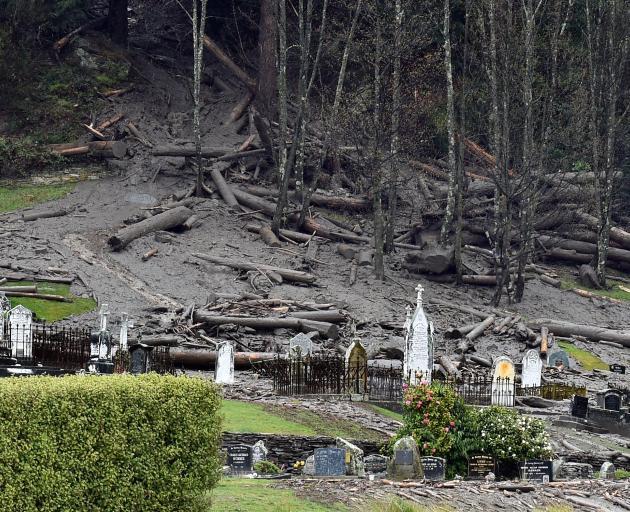 The aftermath of the forestry slash which plunged down Bob’s Peak and finished up in Queenstown...