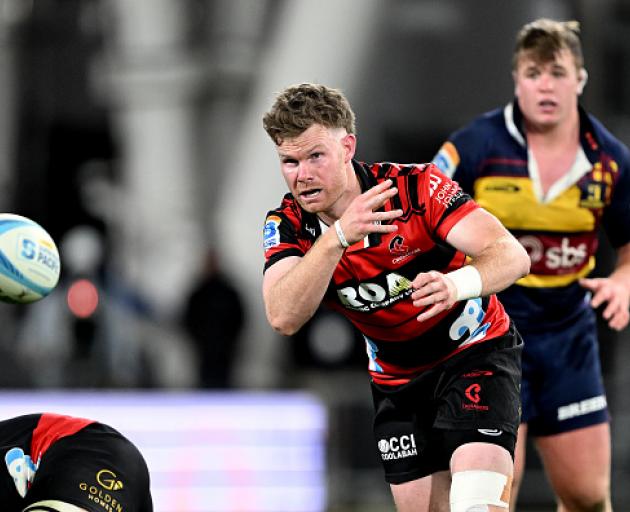 Mitchell Drummond during the Crusaders Super Rugby Pacific game against the Highlanders on May 11...