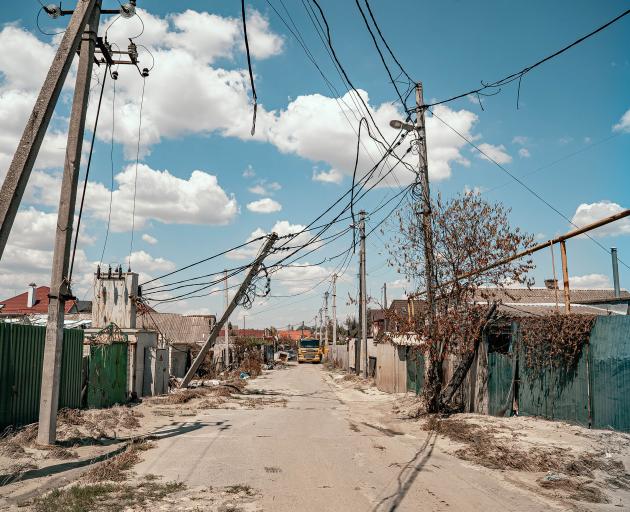 The aftermath of the Russian invasion of Ukraine in Mr Nedyhalov’s hometown Kherson. PHOTO: GETTY...