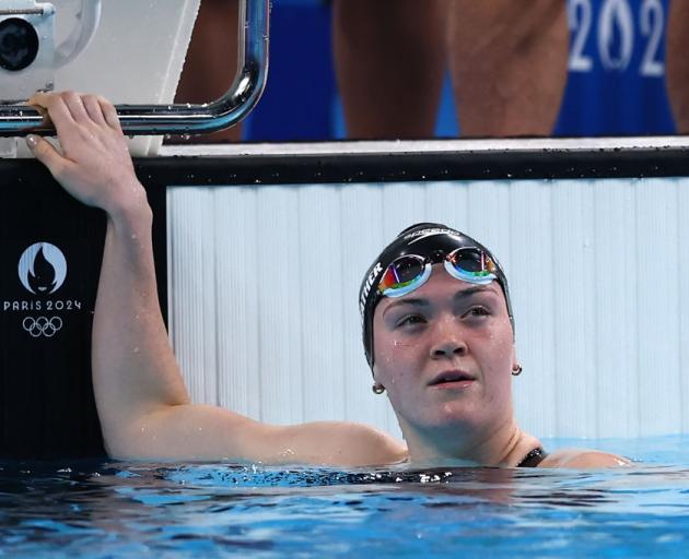 Erika Fairweather after competing in the Women's 400m freestyle. Photo: Getty Images