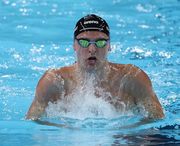 Lewis Clareburt of Team New Zealand competes in the Men’s 400m individual medley. Photo: Getty...