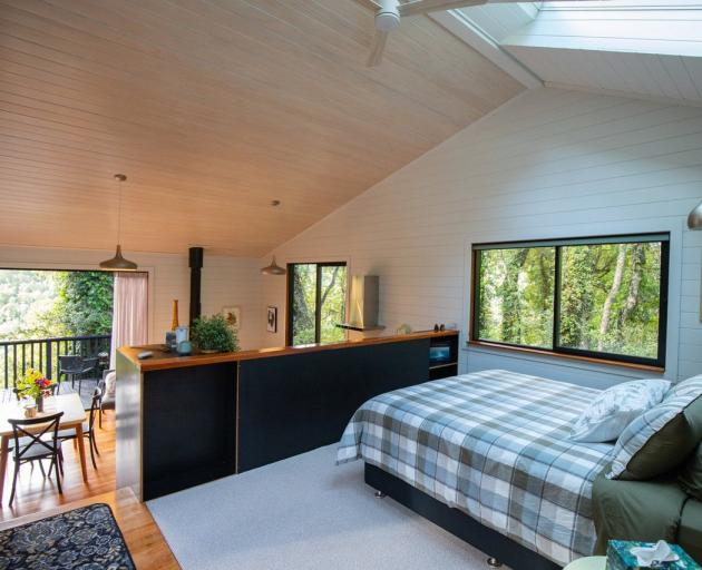 Te Aka Treehouse’s fully equipped interior. PHOTO: SUPPLIED 