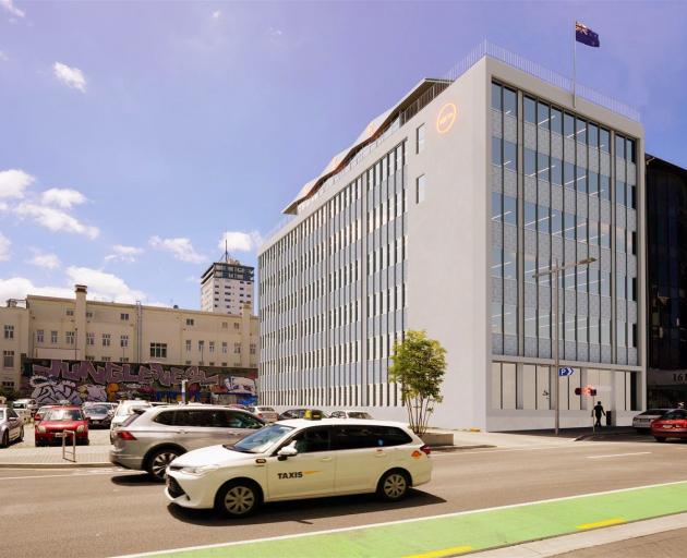 An artist's Impression of the NZR Co building when completed, mirroring its 1960s modernist style...