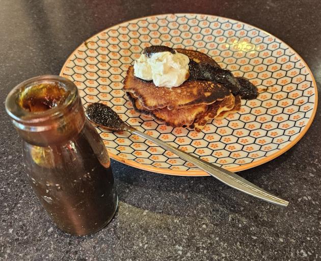 Yacon syrup with hot cakes. Photo: Hilary Rowley