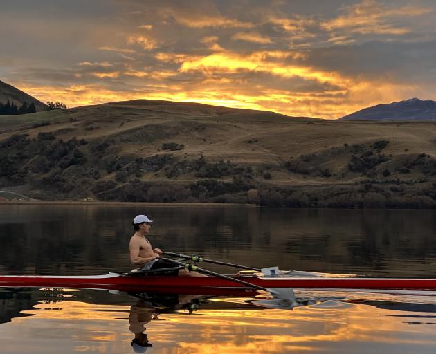 Marley training on Lake Hayes.