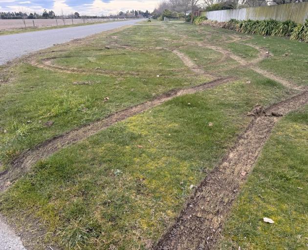 A grass verge along Morris Rd was damaged in the incident. Photo: Supplied