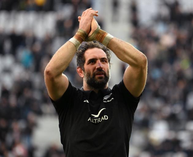 Sam Whitelock acknowledges the crowd after the Bledisloe Cup test at Forsyth Barr Stadium last...