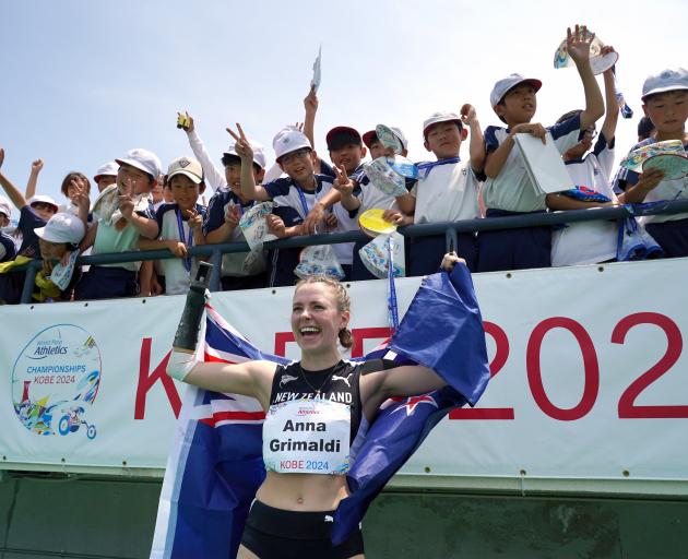 Anna Grimaldi celebrates a silver medal in the World Para Athletics Championships earlier this...