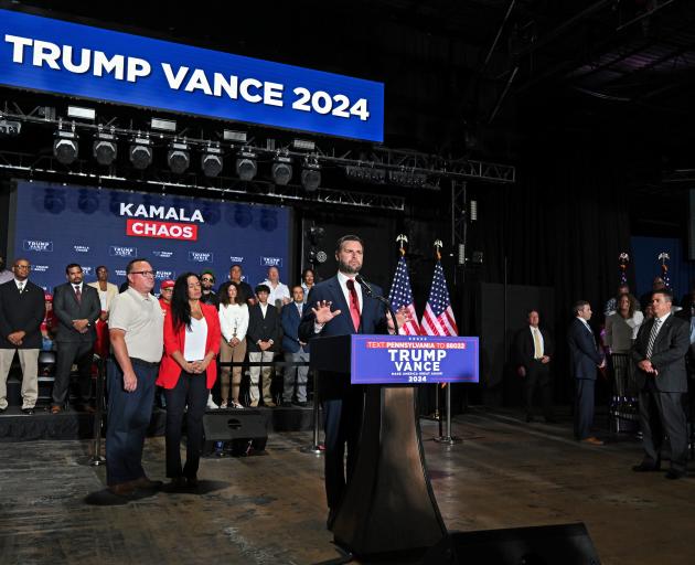 Trump's running mate JD Vance speaks at a campaign event in Philadelphia. Photo: Getty Images