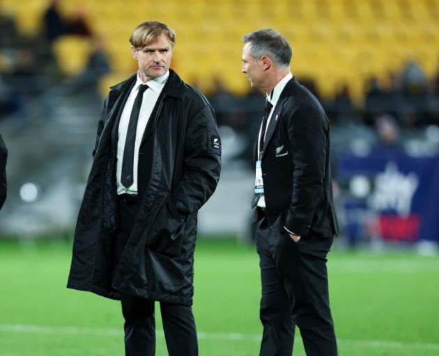 Scott Robertson, left. and attack coach Leon MacDonald, who has quit abruptly. Photo: Getty