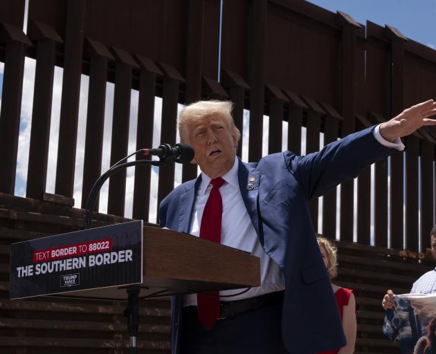 Donald Trump at a campaign event on the US-Mexico border. Photo: Getty Images