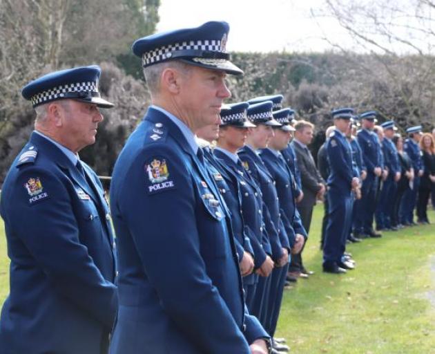 Staff from across the district formed a guard of honour for Detective Craig Clare. Photo: Police