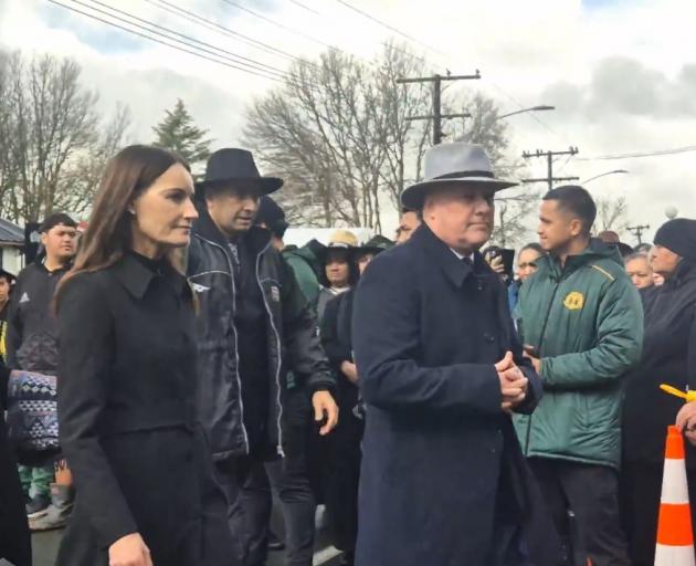 Prime Minister Christopher Luxon and wife Amanda Luxon arrive at Tūrangawaewae Marae. Photo: RNZ...