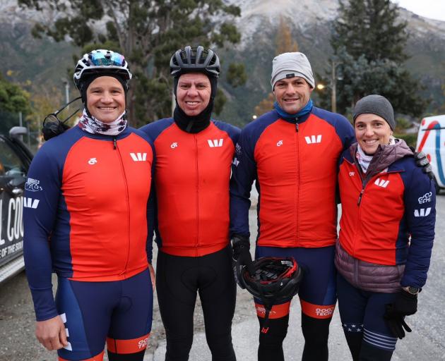 Celebrity riders (from left) Nathan Cohen, Patrick Gower and Richie and Gemma McCaw took part in...