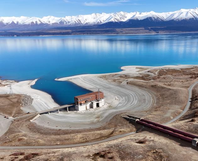 The Tekapo B power house, which is normally surrounded by the water of Lake Pukaki. Businesses...