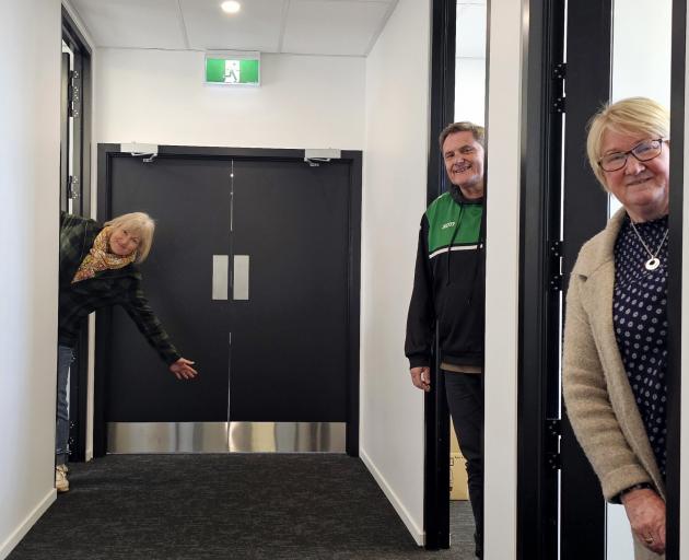 Enjoying their new offices are (from left) South Canterbury Rugby game development manager Caro...