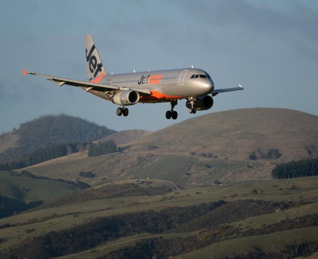 A Jetstar Airbus A320 comes in to land at Dunedin Airport. PHOTO: ODT FILES