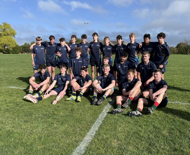 Māruawai College/Menzies College under-15 rugby team players at the SISS Junior Rugby Tournament...