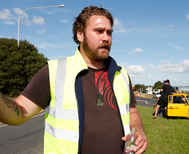 Former climate activist Brad Flutey during the Dig In At Marsden protest he organised. Photo /...