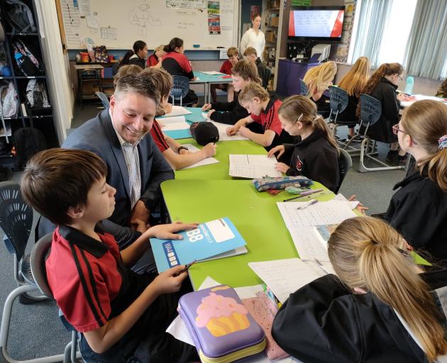 Matt Barlow checks up on a class of year 7/8 pupils at Amuri Area School. Photo: David Hill /...