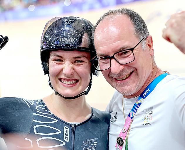 Ellesse and Jon celebrate winning gold in the sprint. PHOTO: SXPIX