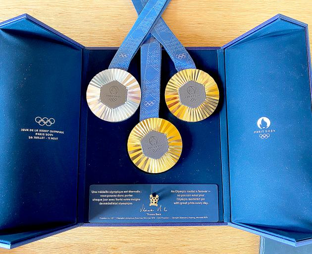 Ellesse Andrews' three medals from the Paris Olympics. PHOTO: SAM COUGHLAN