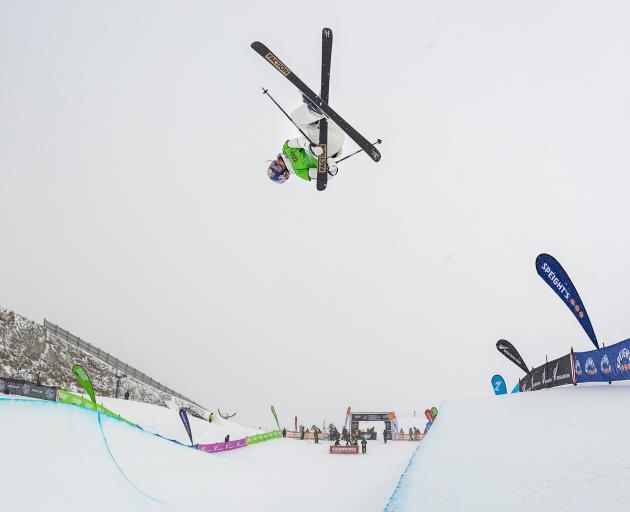 Eileen Gu shows her winning form in the halfpipe at Cardrona yesterday. PHOTO: WINTER GAMES NZ
