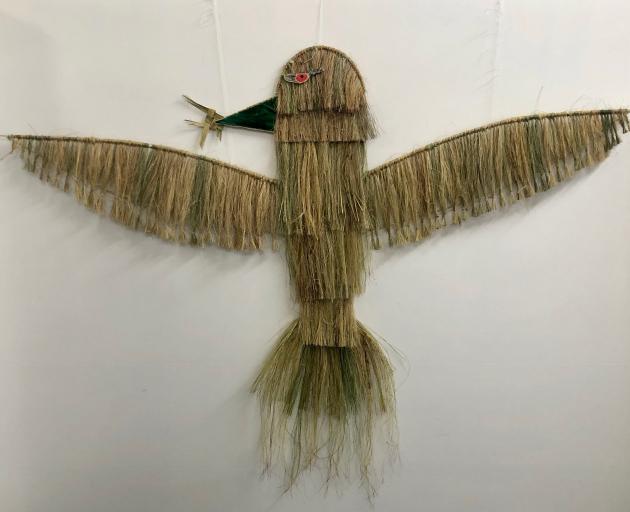 Harakeke/flax  woven into a large albatross by Artsenta artist Kyle is displayed in the ‘...