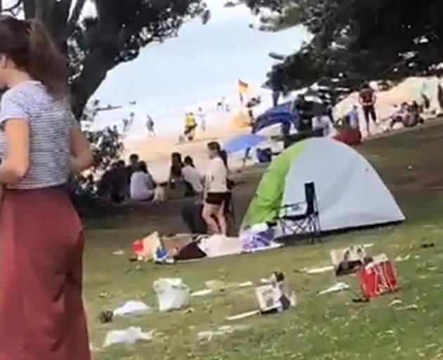 Rubbish left on the reserve at Takapuna Beach. Photo: NZH file